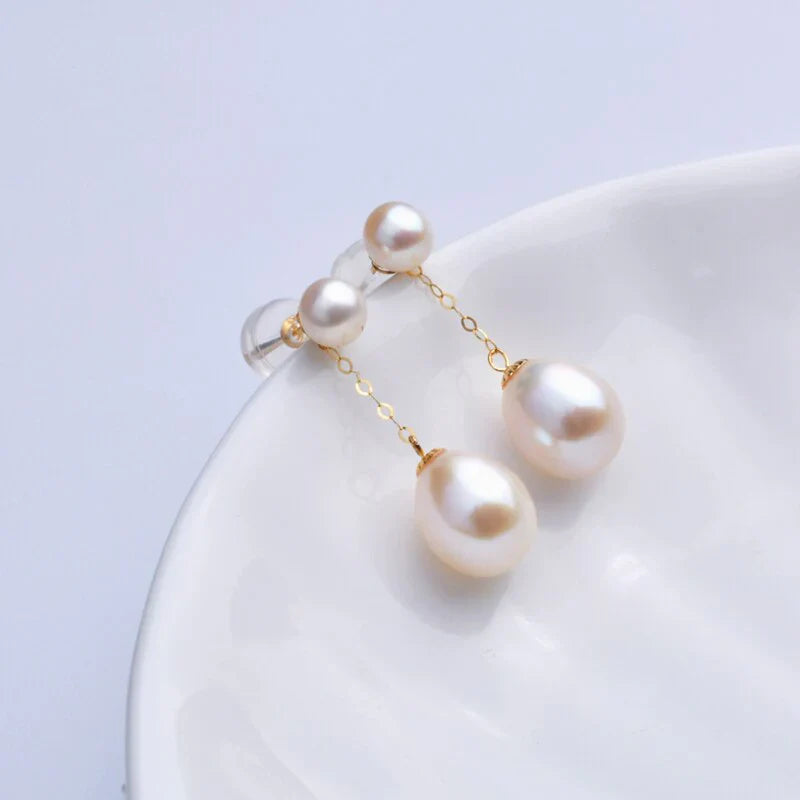 Lisa | Boucles d'oreilles en perles d'eau douce pour femmes avec finition en or 18 carats pour une élégance intemporelle