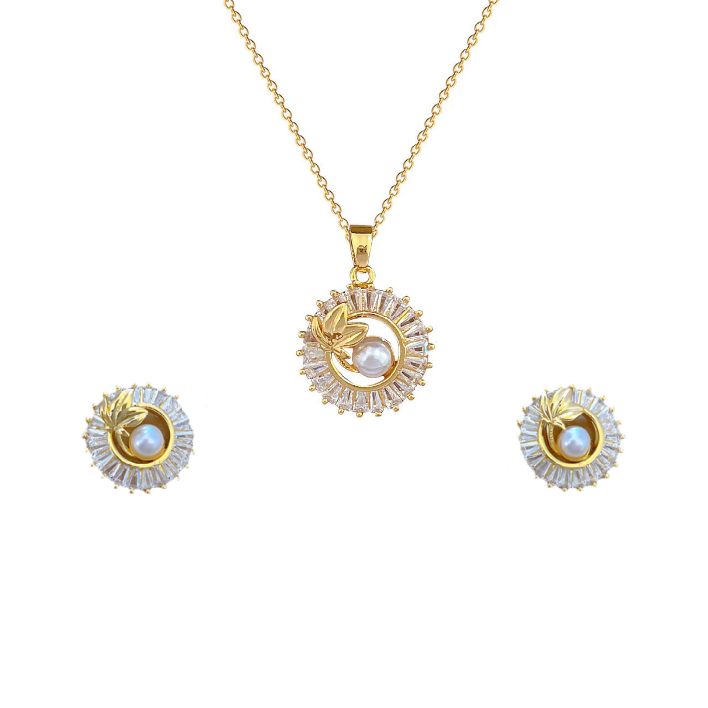 Liliane | Ensemble de collier et boucles d'oreilles en or élégant pour un glamour quotidien