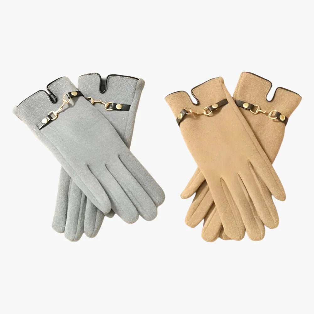 Kerenza | Gants en peluche pour femmes avec accent de chaîne chic pour une élégance confortable