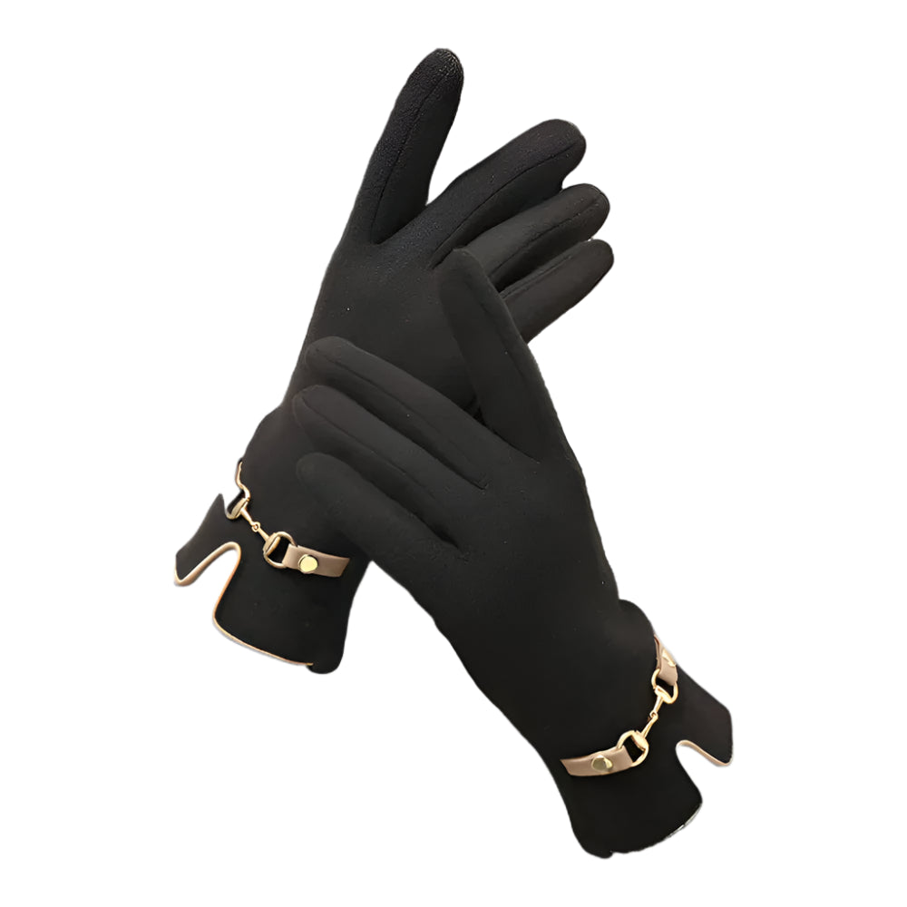 Kerenza | Gants en peluche pour femmes avec accent de chaîne chic pour une élégance confortable