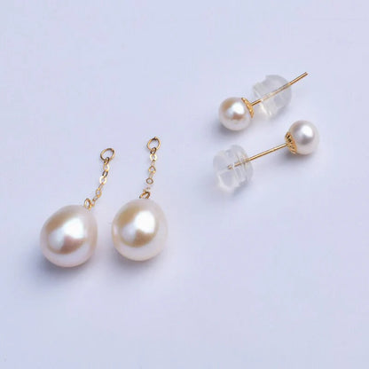 Lisa | Boucles d'oreilles en perles d'eau douce pour femmes avec finition en or 18 carats pour une élégance intemporelle