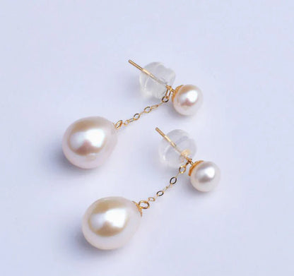 Lisa | Boucles d'oreilles en perles d'eau douce pour femmes avec finition en or 18 carats pour une élégance intemporelle