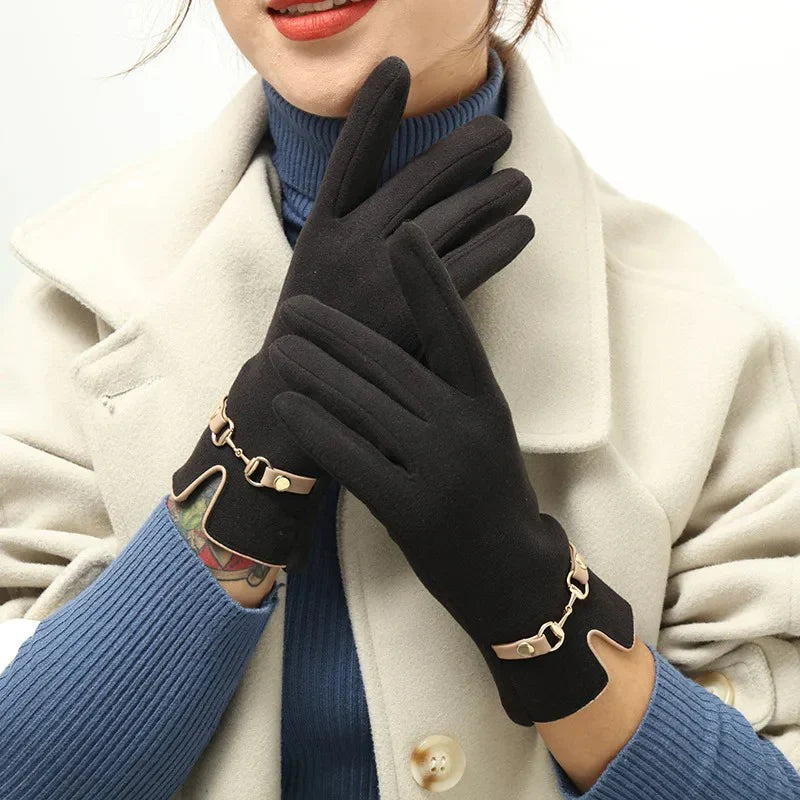 Kerenza | Gants en peluche pour femmes avec accent de chaîne chic pour une élégance confortable