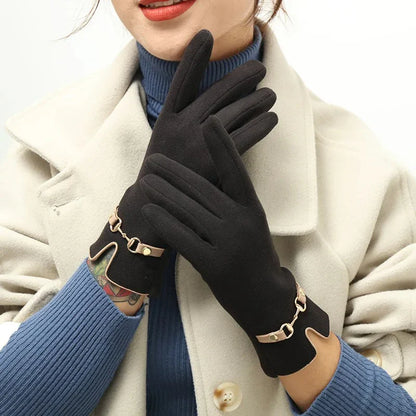 Kerenza | Gants en peluche pour femmes avec accent de chaîne chic pour une élégance confortable